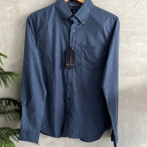 Mens Ben Sherwin Stretch Long Sleeve Button Down Shirt in blue. NWT, Size S